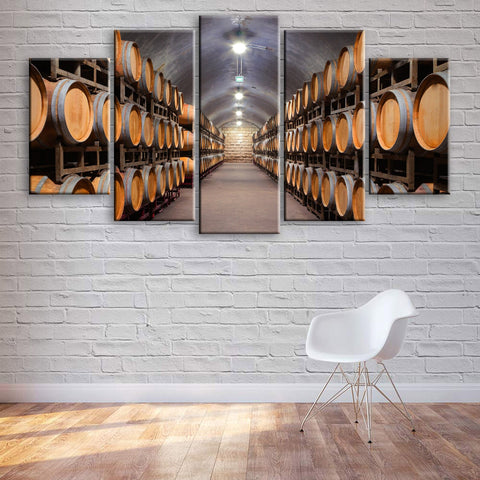 Wine Cellar Barrels Wall Art Canvas Decor Printing