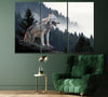 Image of Wolf In The Green Forest Wall Art Canvas Print Decor-3Panels