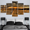 Image of Wooden Path Sandy Beach Sunset Wall Art Canvas Decor Printing