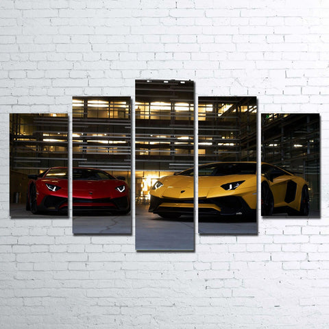 Yellow-Red Sports Car Wall Art Canvas Decor Printing