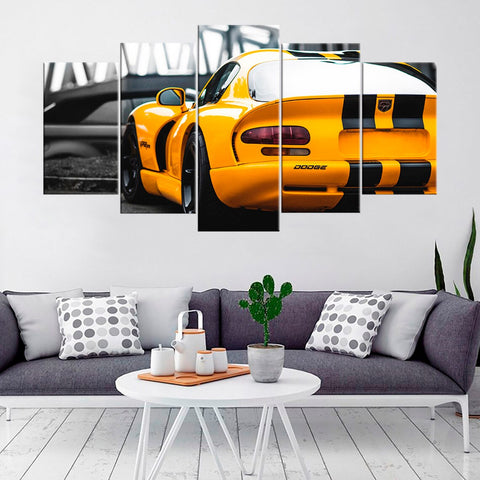 Yellow Automobile Super Car Wall Art Canvas Decor Printing