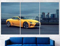 Yellow Lexus Car Wall Art Canvas Print Decor