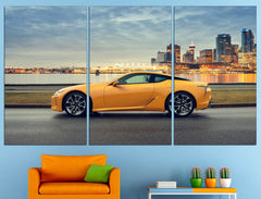 Yellow Lexus Sportscar Wall Art Canvas Print Decor