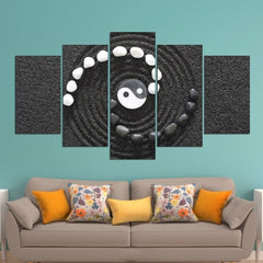 Yin Yang Stone Black & White Wall Art Canvas Decor Printing