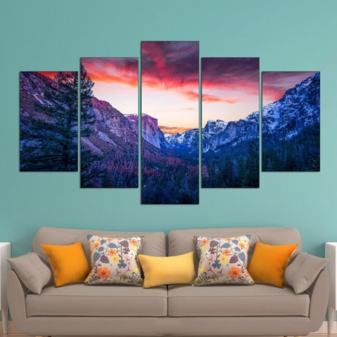 Yosemite National Park Sunset Wall Art Canvas Decor Printing