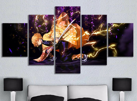 Zenitsu Agatsuma Sword Slayer Demon Wall Art Canvas Decor Printing