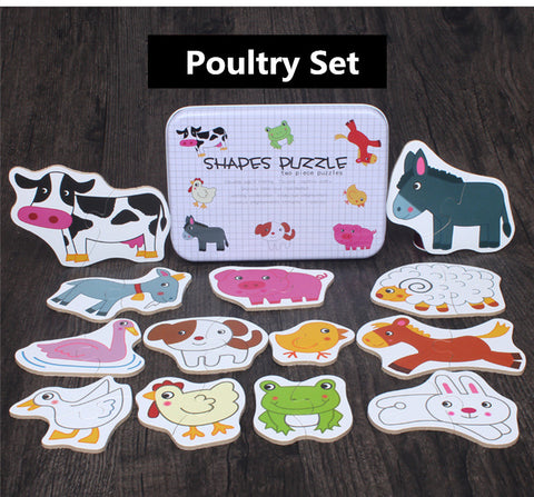 Kid Toys Puzzle Cognitive Card Vehicle/Fruit/Animal Set Educational Gift - DelightedStore