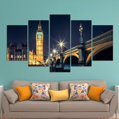 London Big Ben at Night Wall Art Canvas Decor Printing