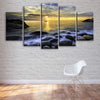Image of Rocky Beach Sunset Wall Art Canvas Decor Printing