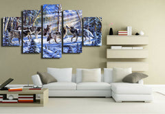 Wolf In Snow Forest Wall Art Canvas Printing