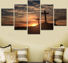 Christian Sunset Cross Wall Art Canvas Print Decoration