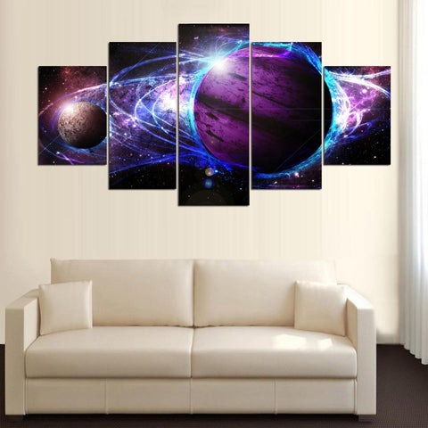 Purple Planet Universe Wall Art Canvas Print Decoration