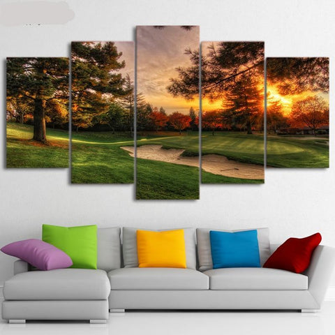 Golf Course Sunset Wall Art Canvas Print Decoration - DelightedStore