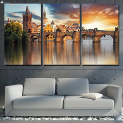 PRAGUE Stone Bridge Wall Art Canvas Print Decor