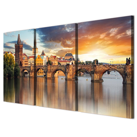 PRAGUE Stone Bridge Wall Art Canvas Print Decor