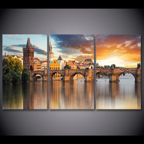 PRAGUE Stone Bridge Wall Art Canvas Print Decor