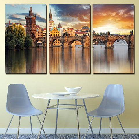 PRAGUE Stone Bridge Wall Art Canvas Print Decor