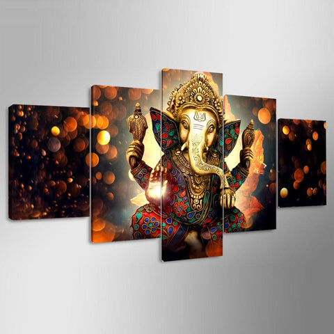 Ganesha Elephant Trunk God Wall Art Canvas Print Decoration - DelightedStore