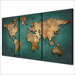 World Map Vintage Wall Art Canvas Print Decor