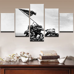 Vintage Soldiers With American Flags Wall Art Decor Canvas Print