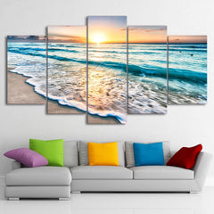 Sunset Beach White Sand Wall Art Canvas Print Decor