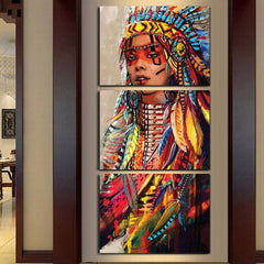 Native American Feathered Indian Wall Art Canvas Print Decor