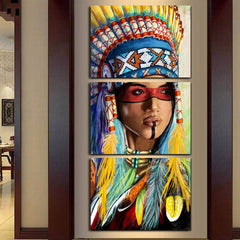 Native American Feathered Indian Wall Art Canvas Print Decor - DelightedStore