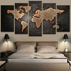 Retro World Map Wall Art Canvas Print Decoration