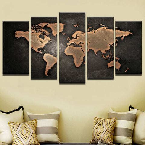 Retro World Map Wall Art Canvas Print Decoration