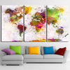 Image of Color World Map Wall Art Canvas Print Decor - DelightedStore