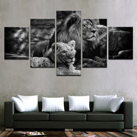 Lion Black White Wall Art Canvas Print Decor - DelightedStore