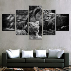 Lion Black White Wall Art Canvas Print Decor