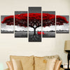 Image of Red Tree Scenery Landscape Wall Art Canvas Print Decoration