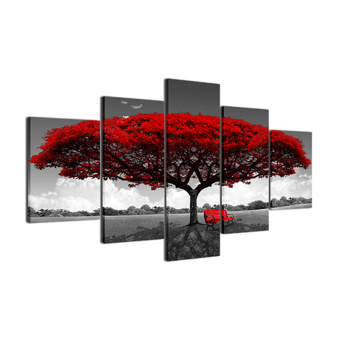 Red Tree Scenery Landscape Wall Art Canvas Print Decoration