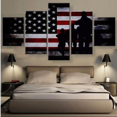 Military American Flag Wall Art Canvas Print Decor - DelightedStore