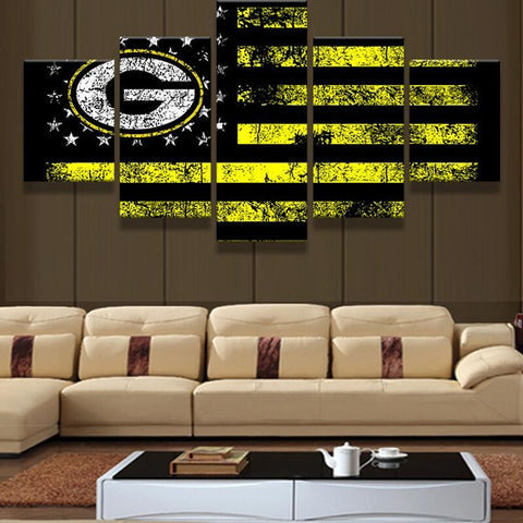 Green Bay Packers American Flag Wall Art Canvas Print Decor - DelightedStore