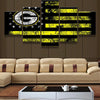 Image of Green Bay Packers American Flag Wall Art Canvas Print Decor - DelightedStore