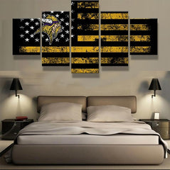 Minnesota Vikings American Flag Wall Art Canvas Print Decor - DelightedStore