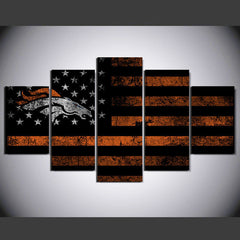 Denver Broncos American Flag Wall Art Canvas Print Decor - DelightedStore