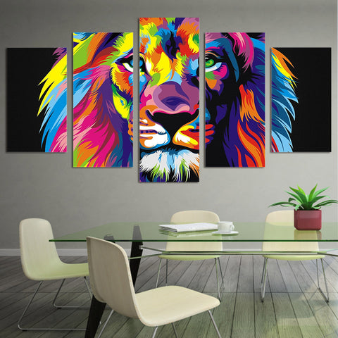Colorful Lion Abstract Wall Art Canvas Print Decoration - DelightedStore