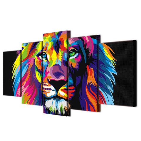 Colorful Lion Abstract Wall Art Canvas Print Decoration - DelightedStore
