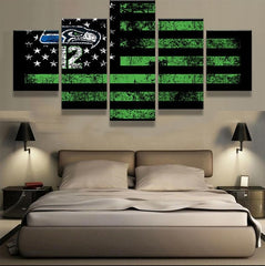 Seattle Seahawks American Flag Wall Art Canvas Print Decor