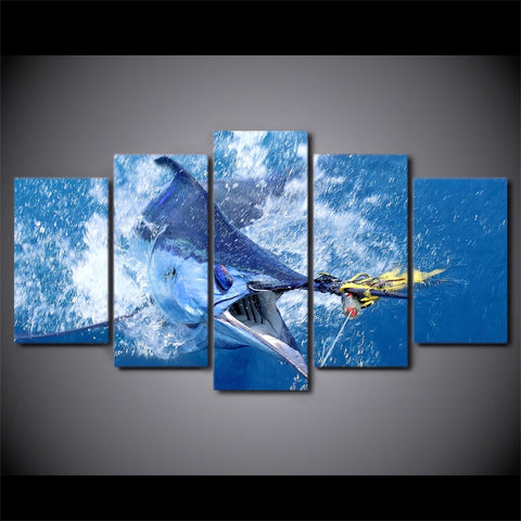 Jumping Marlin Tuna Fish Wall Art Decor Canvas Print - DelightedStore
