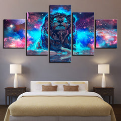 Nebula Lion Wall Art Canvas Print Decor