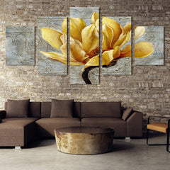 Yellow Flower Floral Wall Art Canvas Print Decor