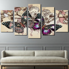 Flowers Butterfly Wall Art Canvas Print Decoration