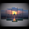 Image of Airplane Taking Off Sunset Wall Art Canvas Print Decor - DelightedStore