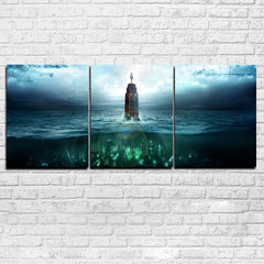 Building at Seabed Wall Art Canvas Print Decoration - DelightedStore