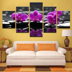 Pink Orchid Flowers Wall Art Canvas Print Decor