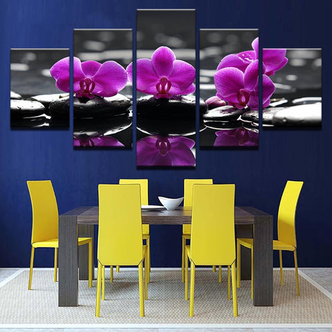 Pink Orchid Flowers Wall Art Canvas Print Decor